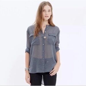Madewell blouse sheer button front gray size XS